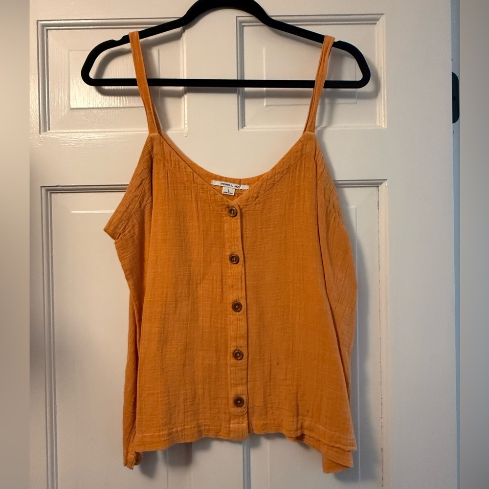 O'Neill Mustard Button-Front Spaghetti Strap Camisole